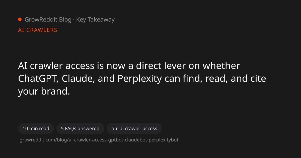 Key takeaway from AI Crawler Access: GPTBot, ClaudeBot and PerplexityBot Explained