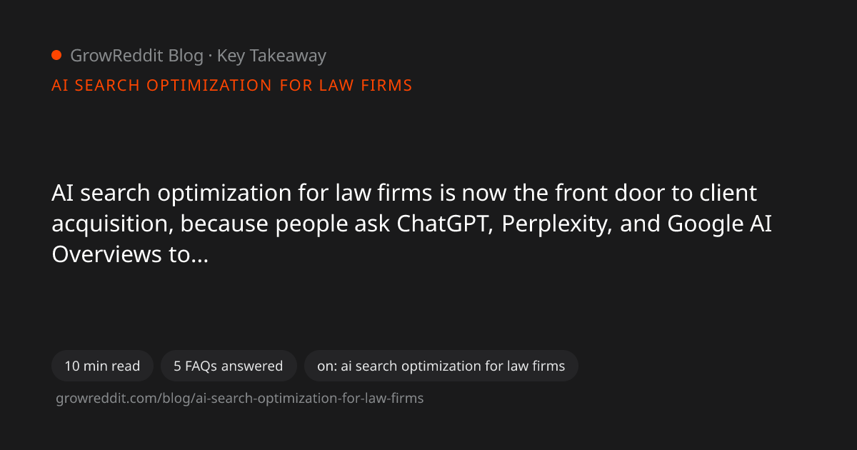 Key takeaway from AI Search Optimization for Law Firms
