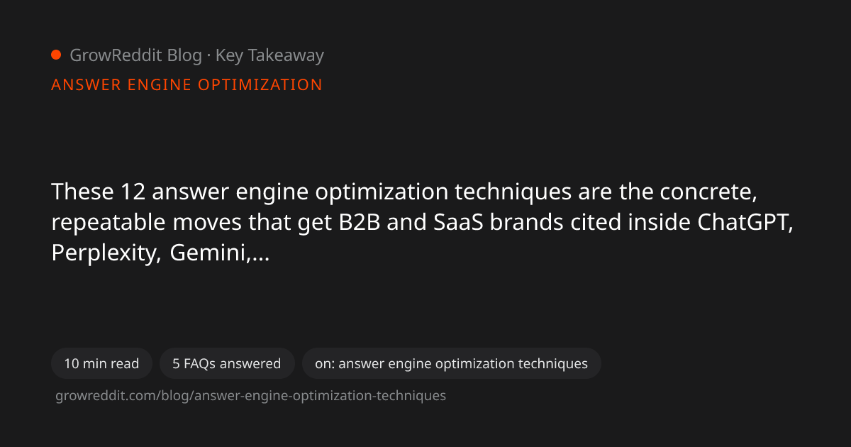 Key takeaway from 12 Answer Engine Optimization Techniques That Work in 2026