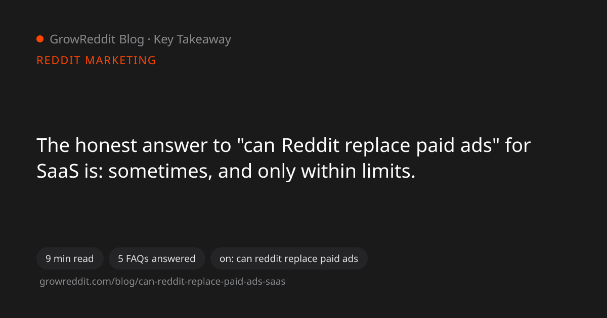 Key takeaway from Can Reddit Replace Paid Ads for SaaS Customer Acquisition?