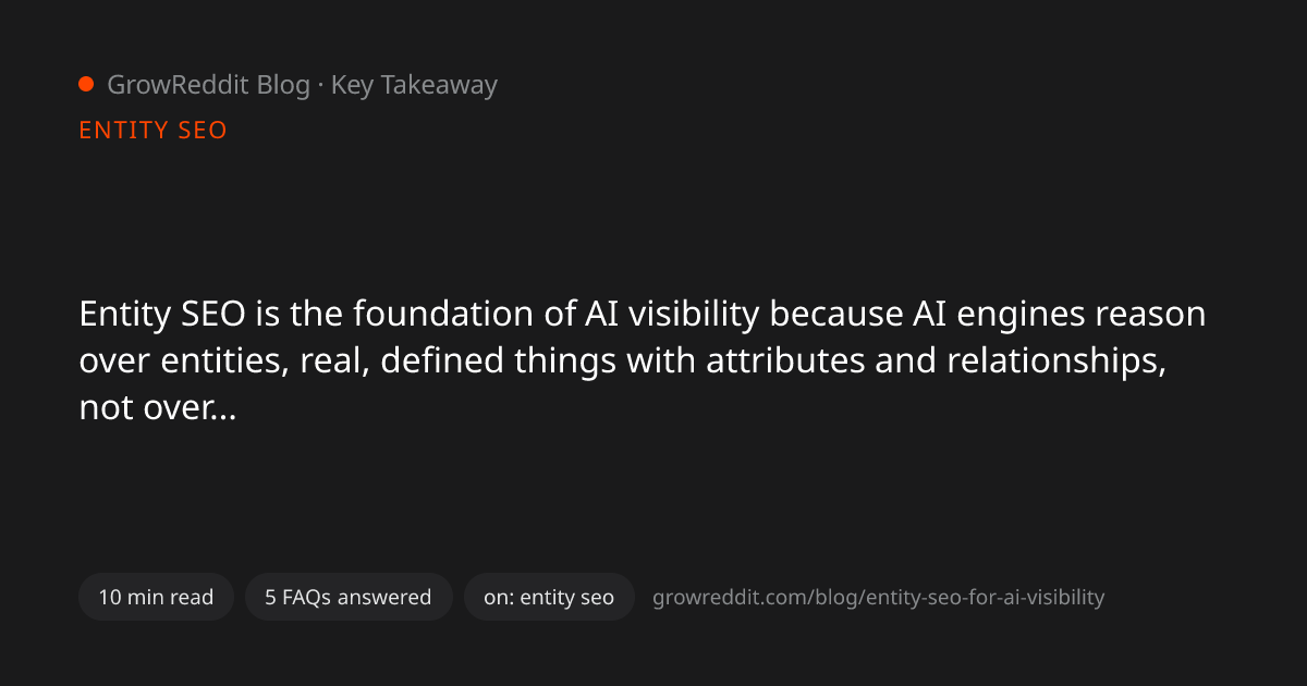 Key takeaway from Entity SEO: The Foundation of AI Visibility