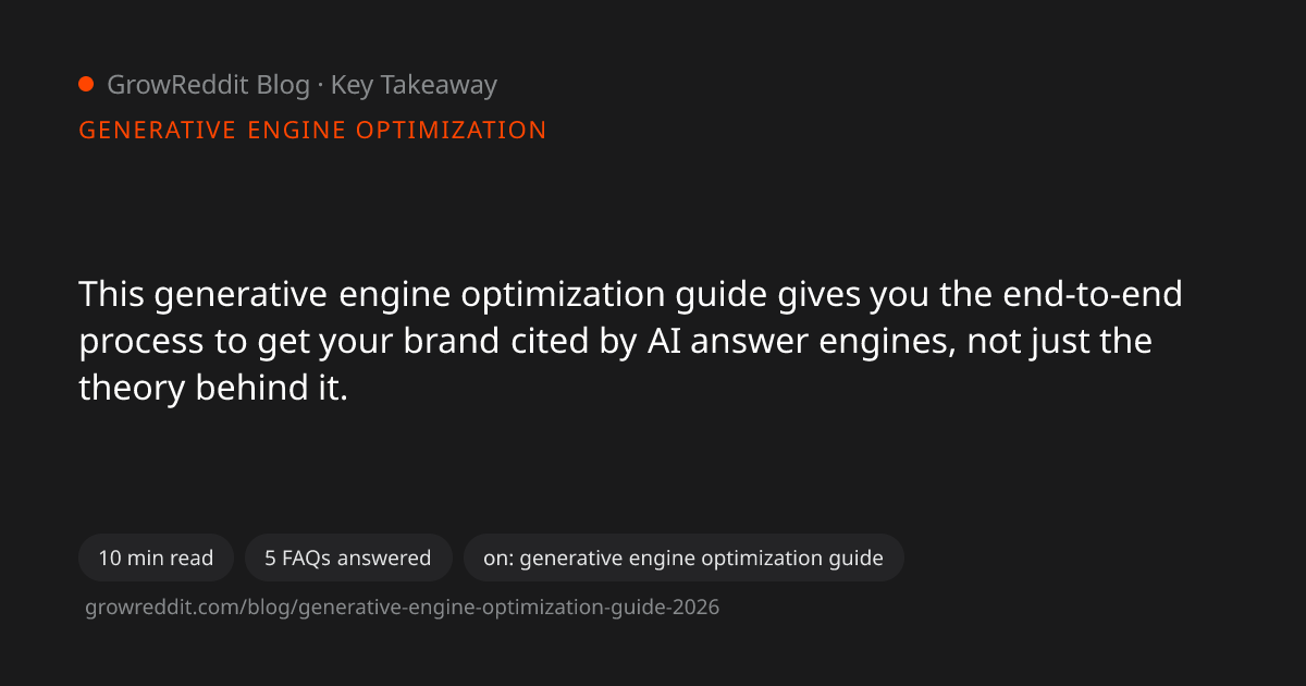 Key takeaway from Generative Engine Optimization: The Complete 2026 Guide