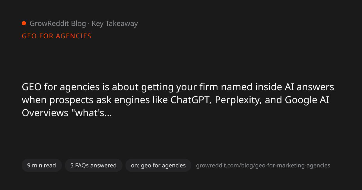 Key takeaway from Generative Engine Optimization for Marketing Agencies