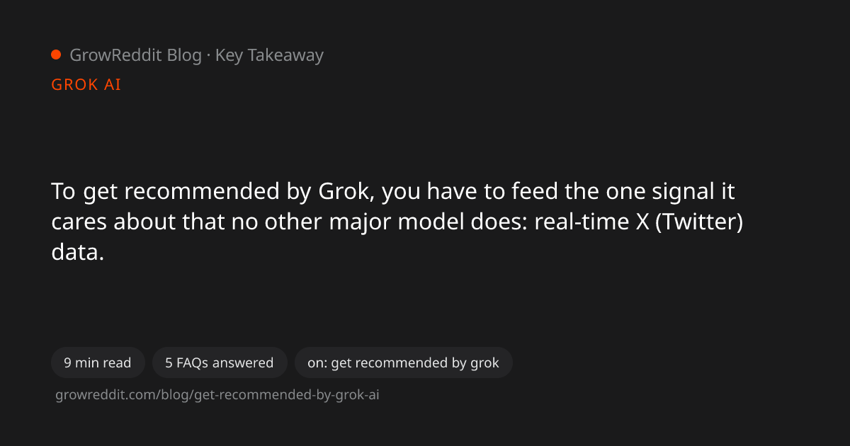 Key takeaway from How to Get Recommended by Grok (xAI)