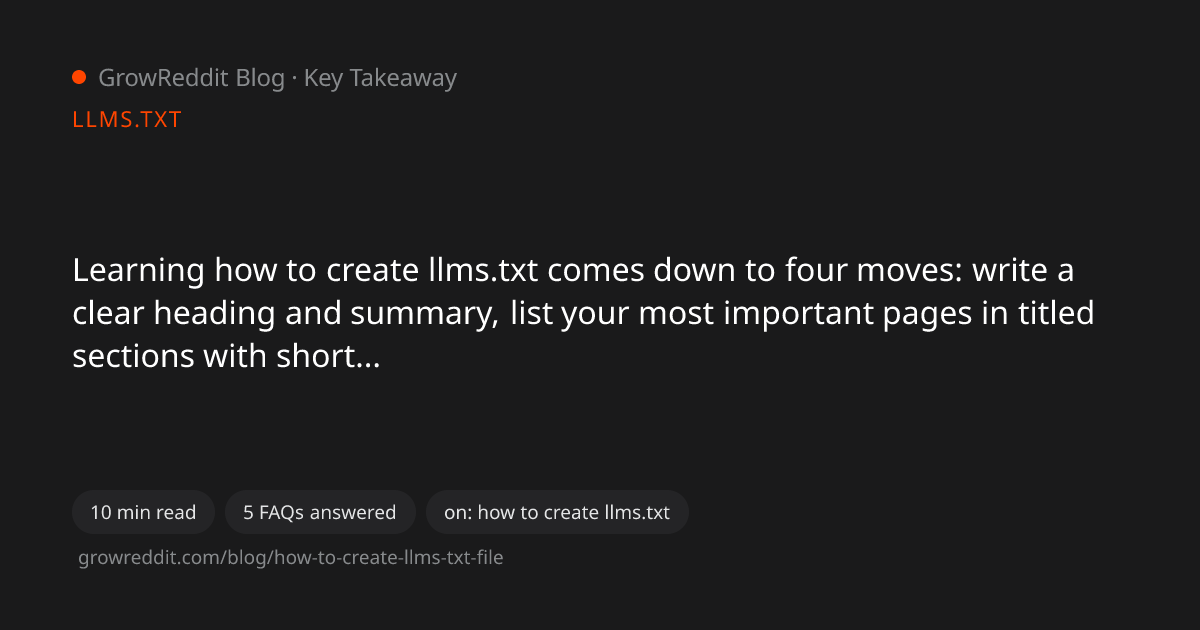Key takeaway from How to Create an llms.txt File (Step by Step)