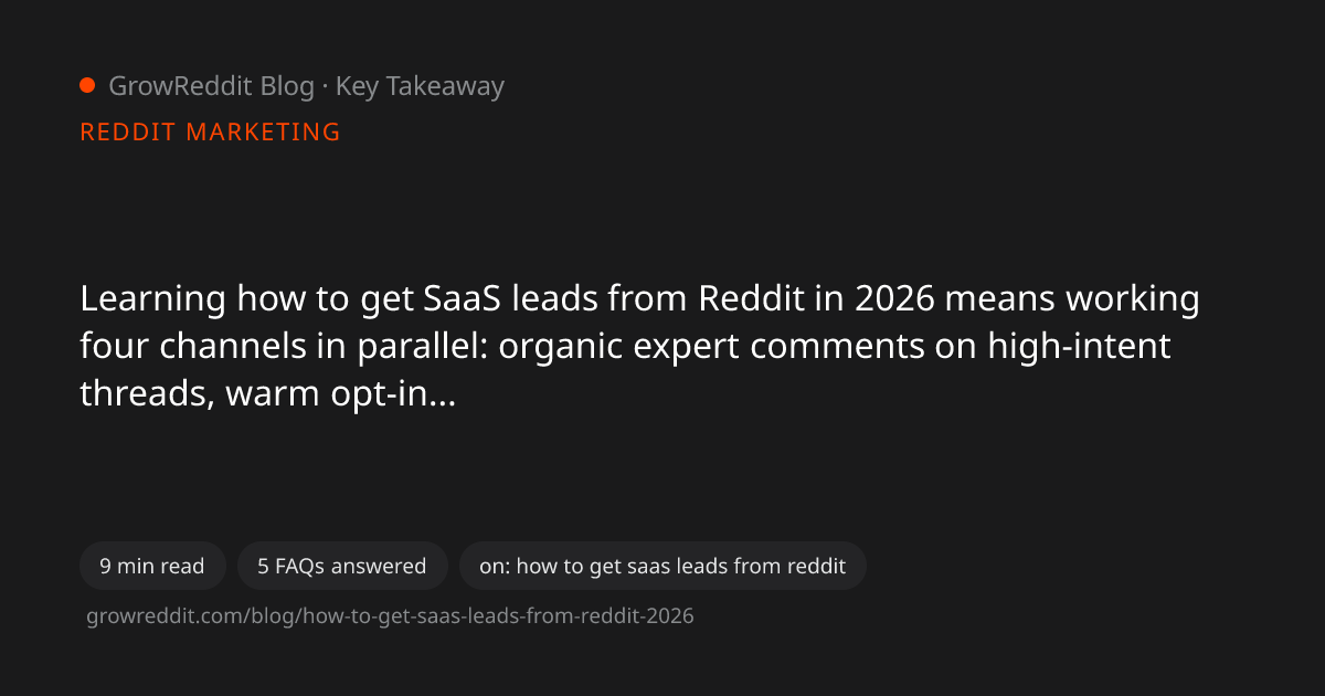 Key takeaway from How to Get SaaS Leads From Reddit in 2026