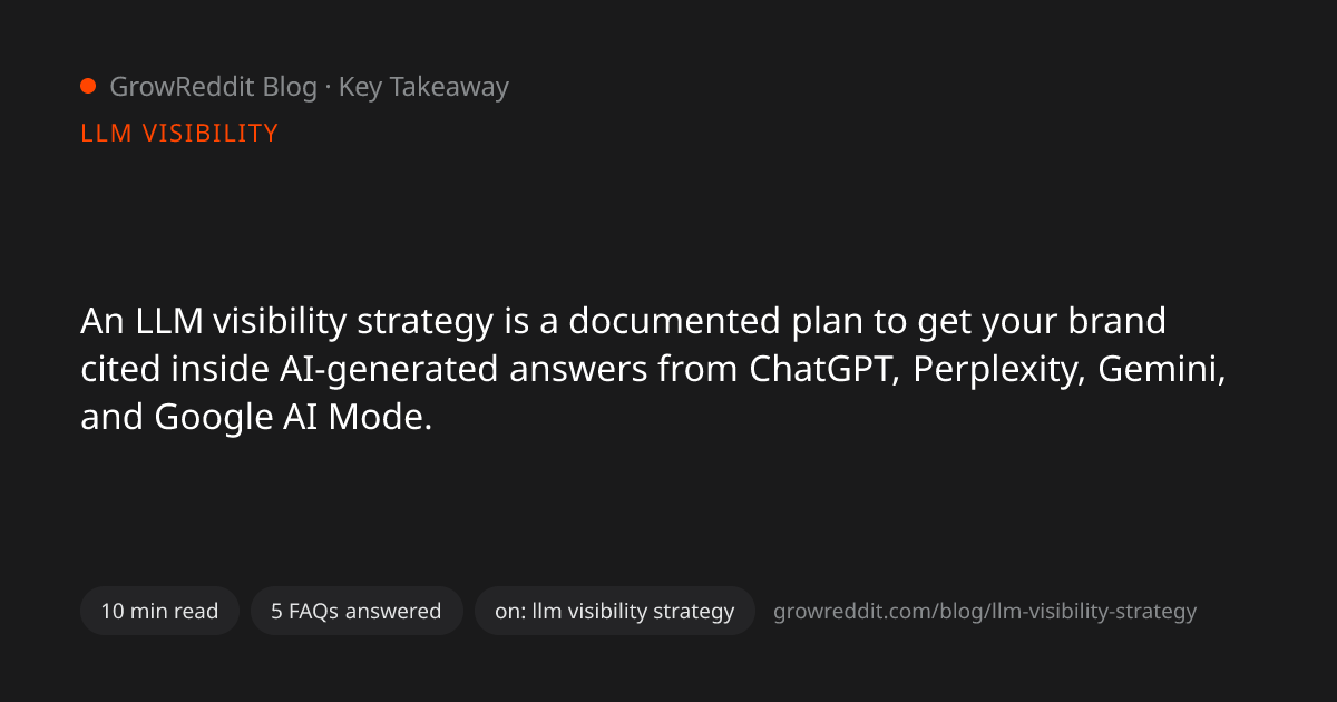 Key takeaway from What Is an LLM Visibility Strategy and Why It Matters in 2026