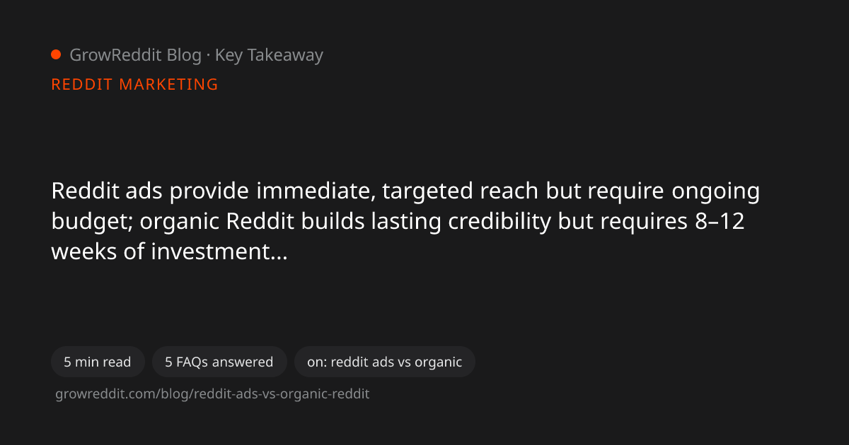 Key takeaway from Reddit Ads vs Organic Reddit: Which Strategy Should You Use?