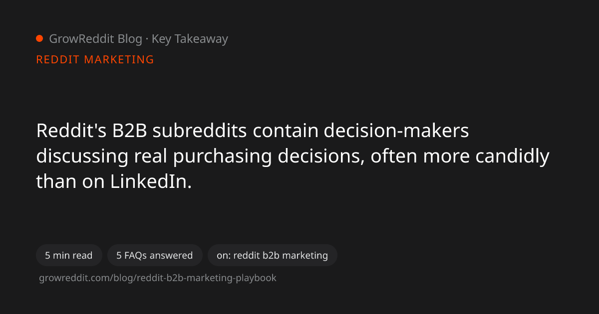 Key takeaway from Reddit B2B Marketing Playbook: How to Win Enterprise Buyers on Reddit