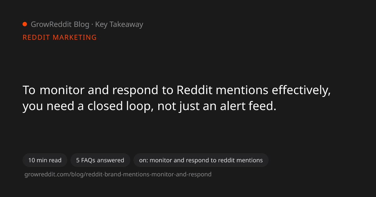 Key takeaway from Reddit Brand Mentions: How to Monitor & Respond