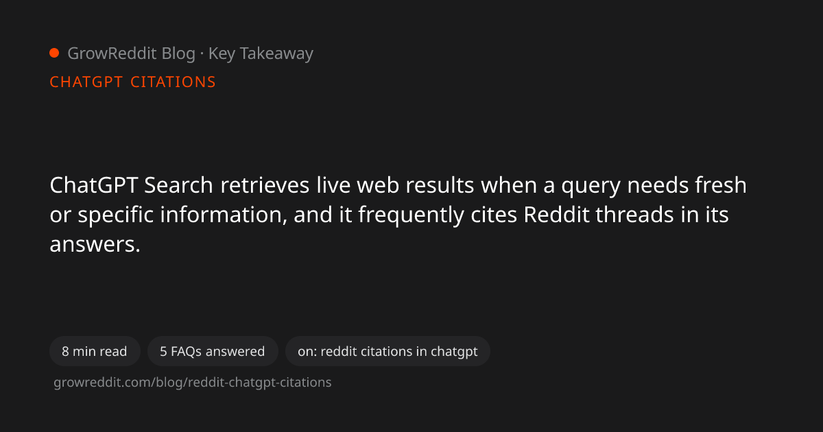 Key takeaway from Reddit Citations in ChatGPT: How to Get Your Brand Mentioned