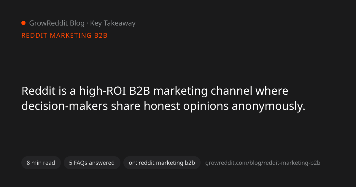 Key takeaway from Reddit Marketing for B2B: Complete Strategy