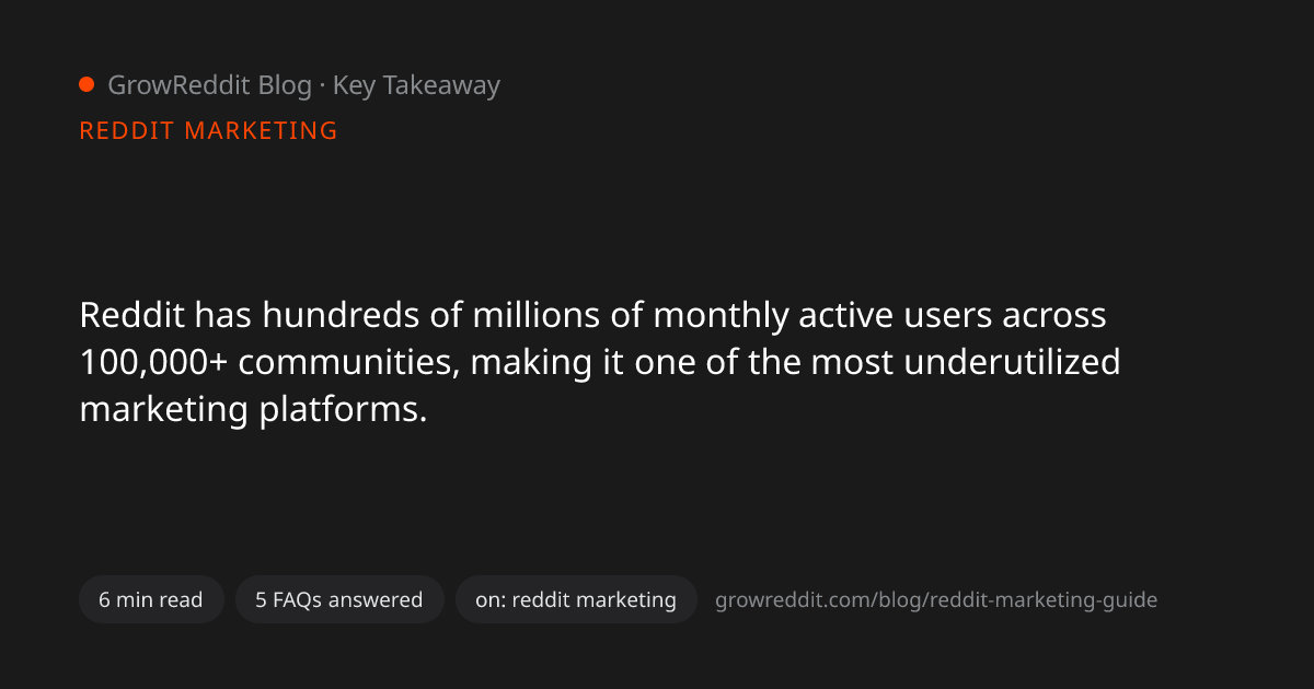Key takeaway from Reddit Marketing 101: A Complete Guide to Growing Your Brand on Reddit