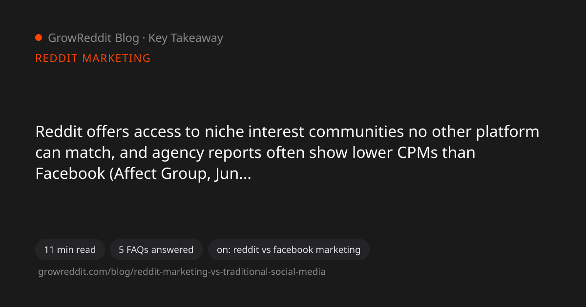 Key takeaway from Reddit Marketing vs Traditional Social Media