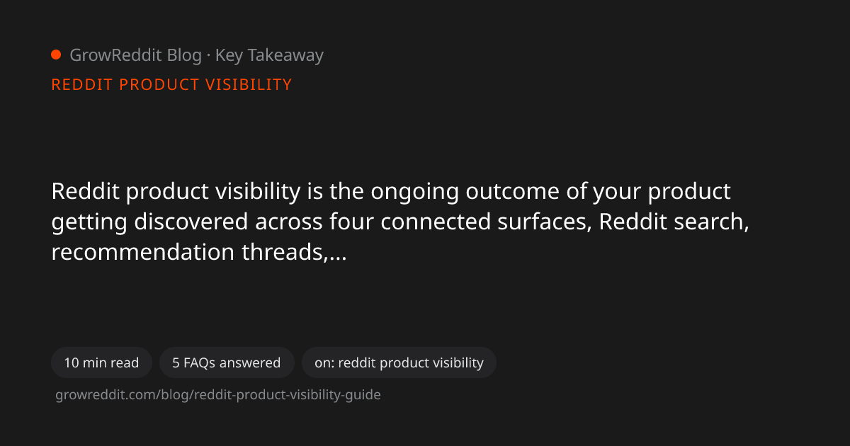Key takeaway from Reddit Product Visibility: How to Get Your Product Discovered