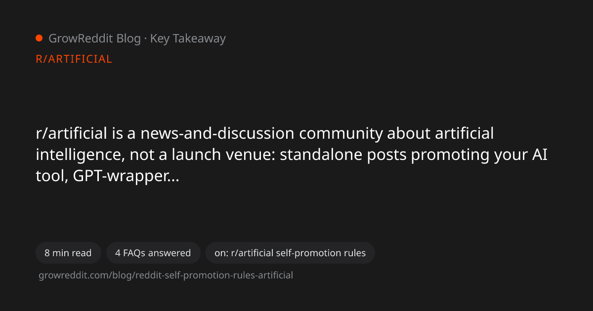 Key takeaway from r/artificial Self-Promotion Rules: Promoting an AI Product