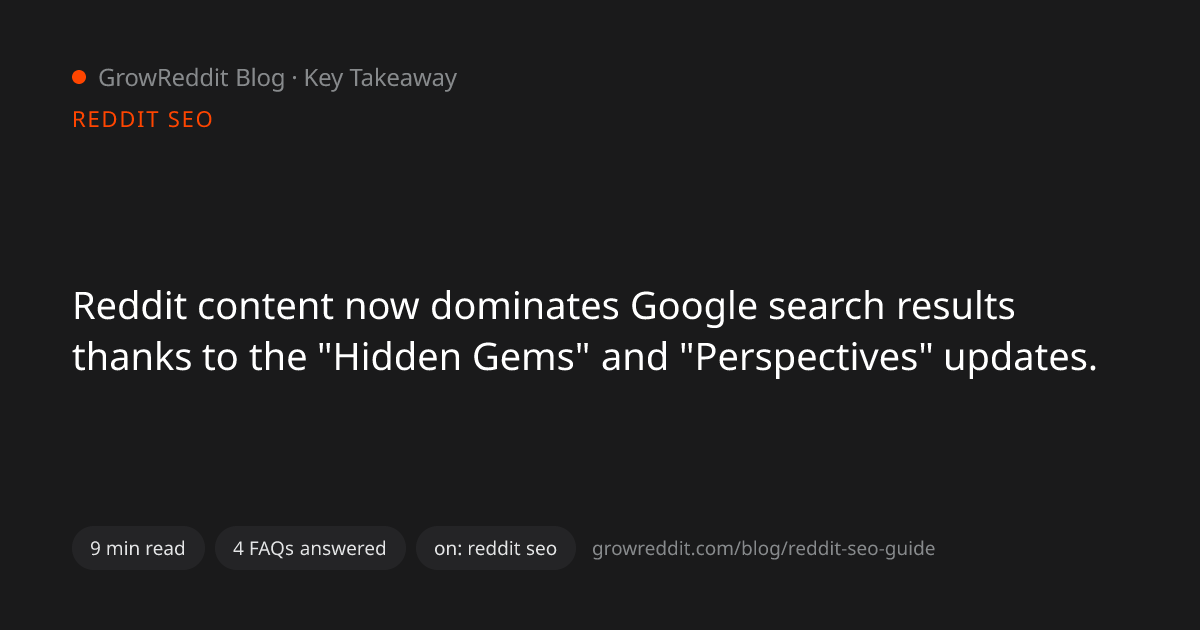 Key takeaway from Reddit SEO 2026: The Ultimate Guide to Search Dominance