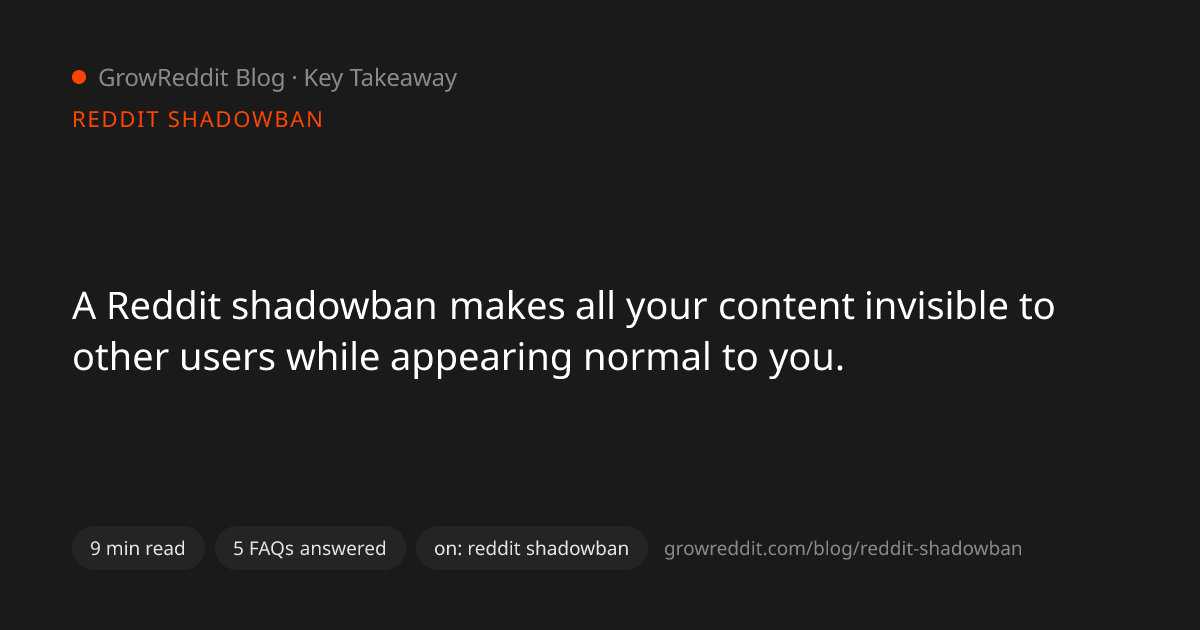 Key takeaway from Reddit Shadowban: How to Check, Prevent & Fix