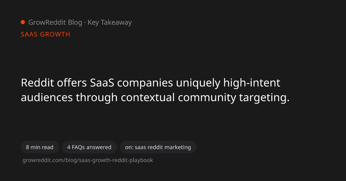 Key takeaway from SaaS Growth on Reddit: The Performance Marketing Playbook