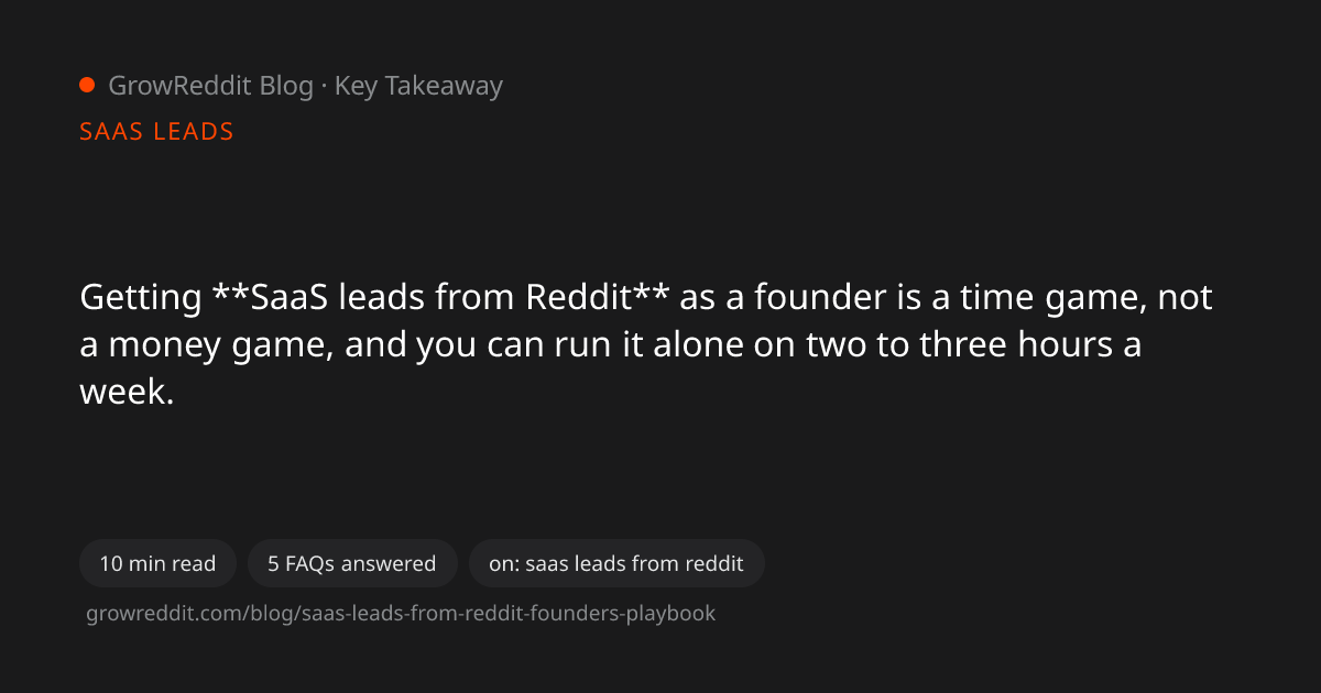 Key takeaway from SaaS Leads From Reddit: A Founder's Playbook