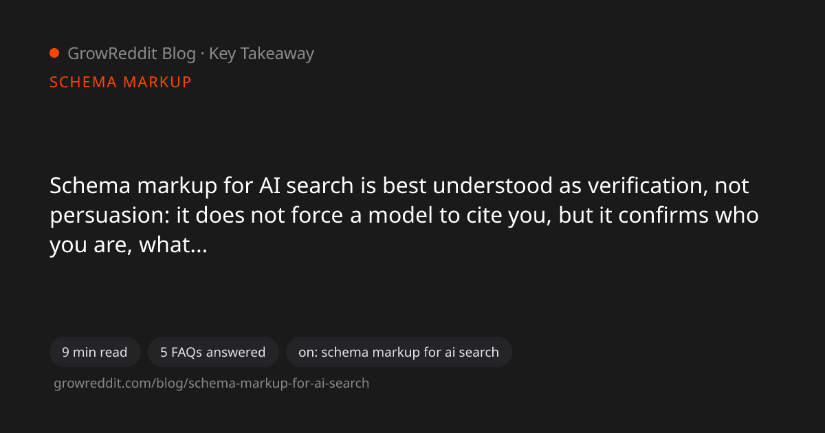 Key takeaway from Schema Markup for AI Search: What Actually Helps