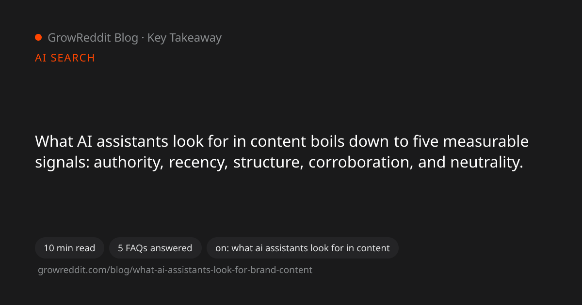 Key takeaway from What AI Assistants Like Perplexity Look for in Brand Content
