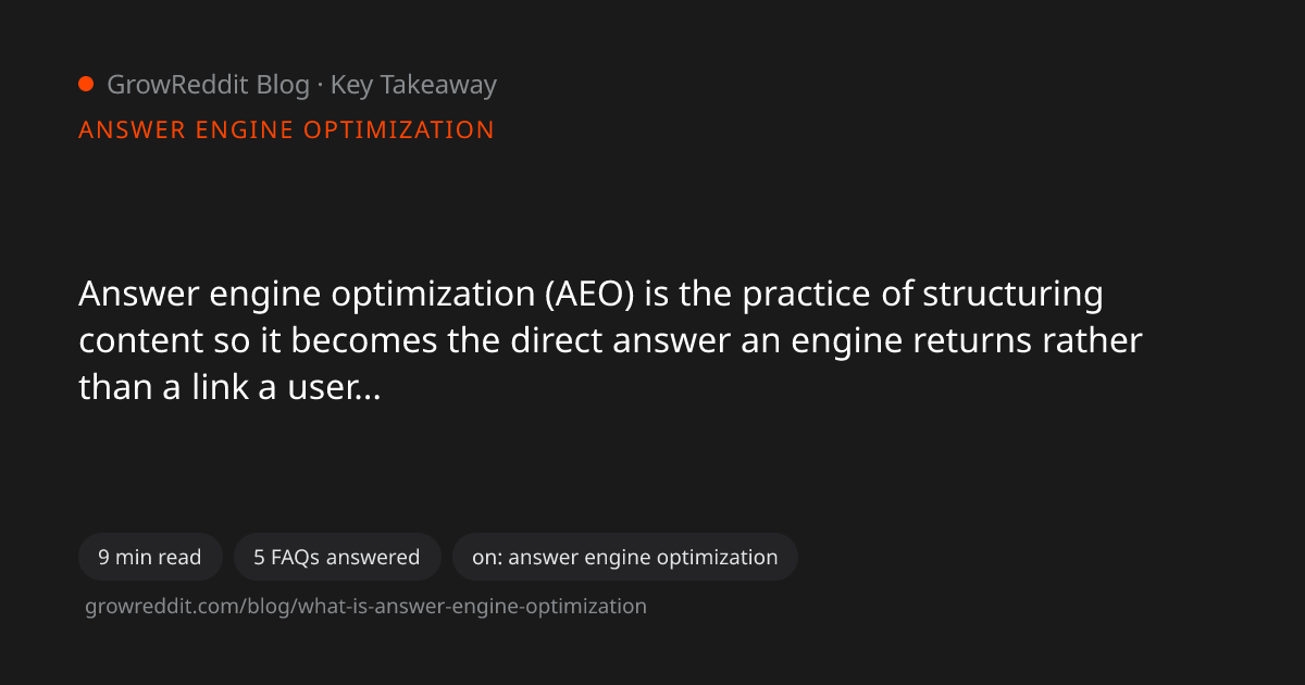 Key takeaway from What Is Answer Engine Optimization (AEO)?