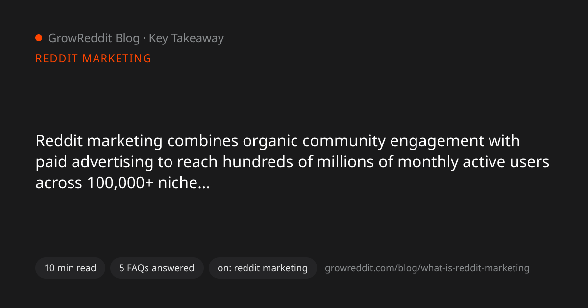 Key takeaway from What is Reddit Marketing? A Complete Guide