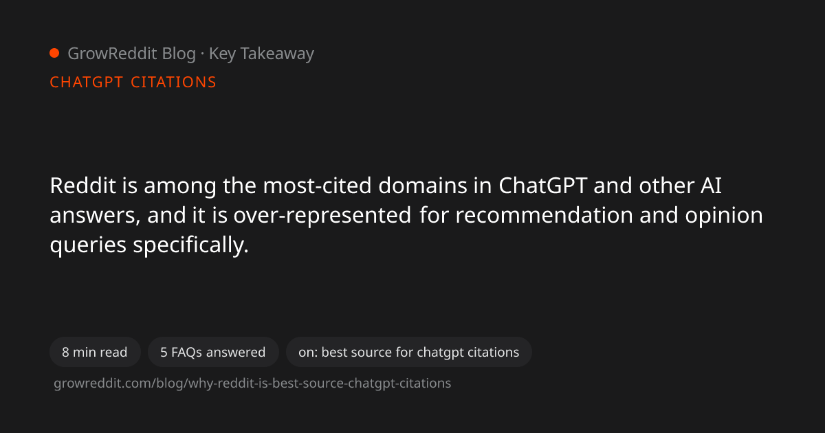 Key takeaway from Why Reddit Is the Best Source for ChatGPT Brand Citations