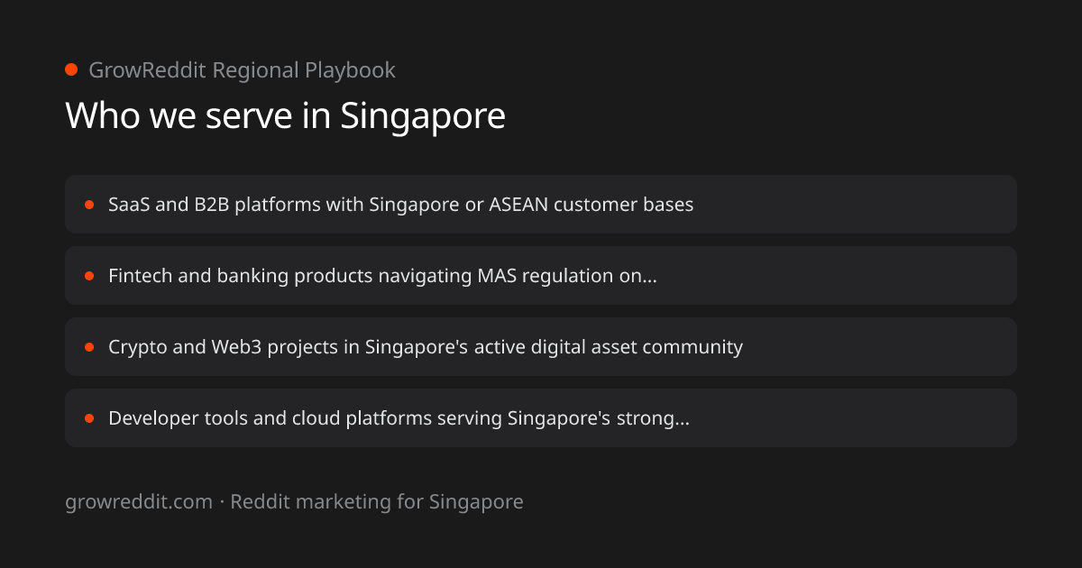 Reddit marketing in Singapore: real local subreddits and served industries