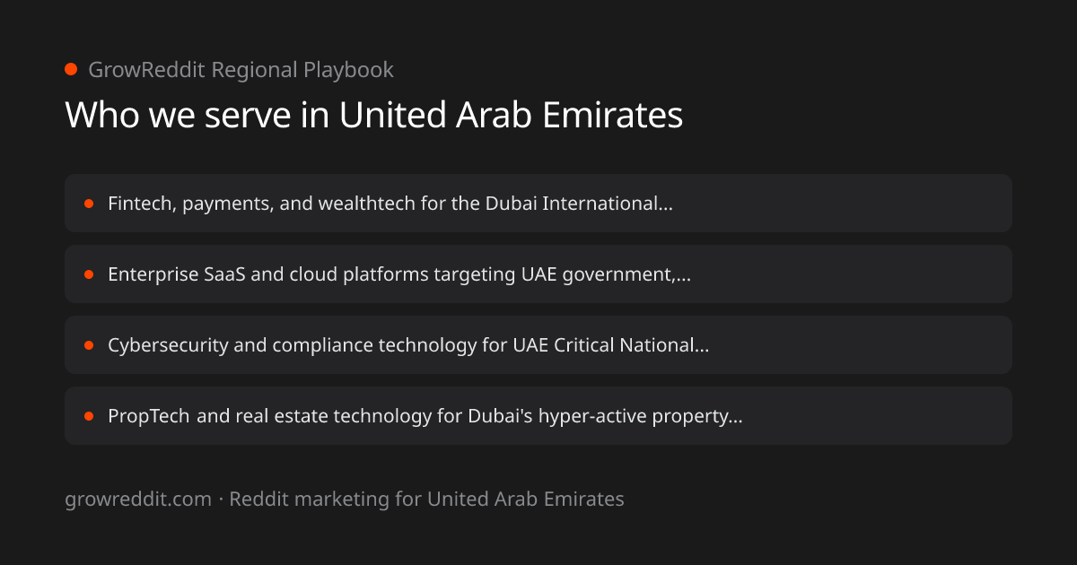 Reddit marketing in United Arab Emirates: real local subreddits and served industries